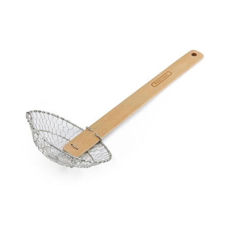 Tan & Silver Bamboo & Stainless Steel Asian Strainer